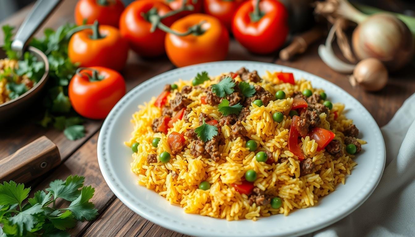 arroz con carne picada