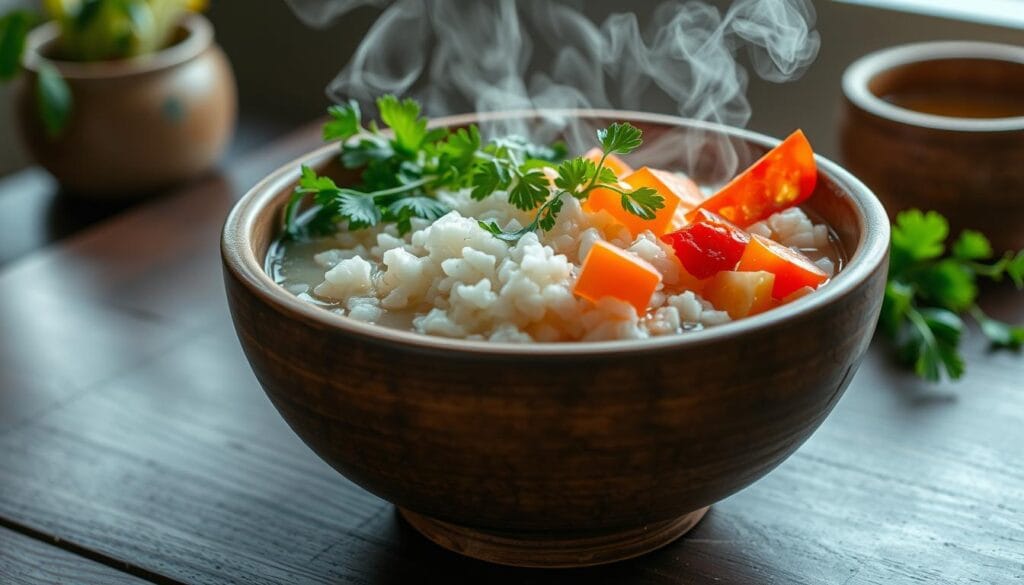 sopa de arroz blanco